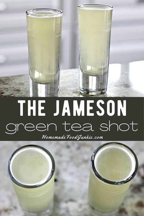 Pineapple Upside Down Cake Shot Recipe, Pineapple Upside Down Cake Shot, Shots Alcohol Recipes, Green Tea Drinks, Cake Shots, Jameson Whiskey, Cocktail Shots, Shots Alcohol, Tea Cocktails