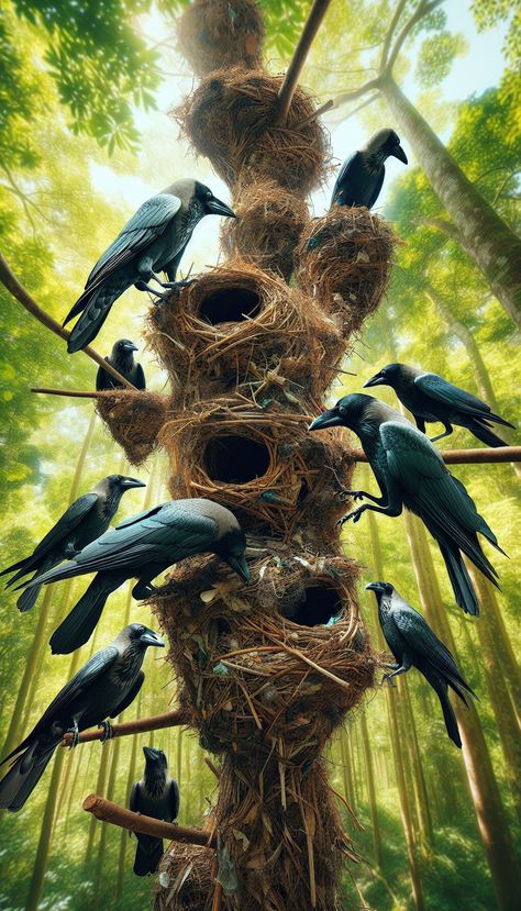 Diving into the fascinating world of crow nesting habits 🦅 Learn more about these avian architects, from their chosen building materials to their fiercely protective nature. Ready for your daily dose of #WildlifeEducation? Visit the link https://crowadvice.com/crow-nesting-habits/ #BirdLovers #AmazingNature #CrowAdvice #CrowNesting #Crow #Nesting Crow Food, Crow Nest, Human Nest, Group Of Crows, Mother Bird, American Crow, Crows Nest, Crow's Nest, Sticks And Stones