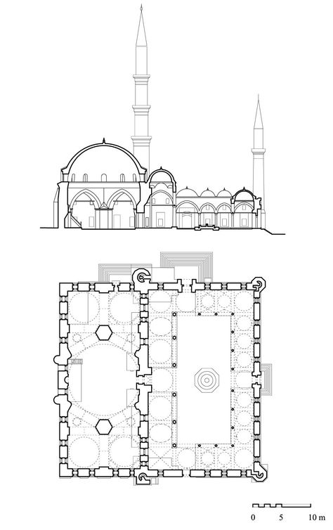 Mosque Design Islamic Architecture Plan, Mosque Plan Architecture, Floor Plans Two Bedroom, Mosque Section, Mosque Floor Plan, Islamic Architecture House, Mosque Drawing, L Shaped House, Muslim World