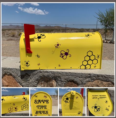 PostalPretties on Etsy Backyard Bees, Black Mailbox, Mailbox Landscaping, Painted Mailboxes, Backyard Bee, Diy Mailbox, Mobile Home Makeover, Honey Bees, Save The Bees