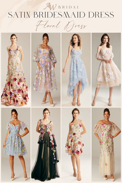 Say "I do" to style with our enchanting collection of floral dresses! Discover vibrant and delightful floral bridesmaid dresses that will make any wedding unforgettable. From garden-themed gatherings to boho-chic celebrations, your girls will blossom in these stunning gowns. Don’t just settle for ordinary—let your bridal party shine in chic, floral prints! Pin now for inspiration that’s as fresh as a garden in bloom! 🌸💍✨ Floral Party Theme, Bridesmaid Dresses Floral Print, Floral Dress Wedding Guest, Wildflower Wedding Theme, Floral Maxi Dresses, Floral Print Dresses, Floral Bridesmaid Dresses, Floral Bridesmaid, Floral Wedding Dress