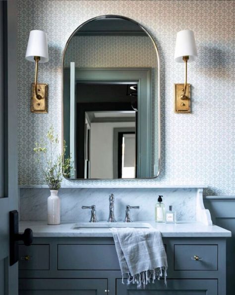 Installations Lookbook - Galbraith & Paul Bathroom Vanity Backsplash, Galbraith And Paul, Boy Bathroom, Vanity Backsplash, Pretty Bathrooms, Garage Apartment, Vanity Ideas, Boys Bathroom, Bathroom Update