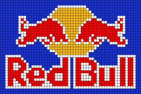 Alpha pattern #157521 | BraceletBook Pixel Art Red Bull, F1 Pixel Art, Formula 1 Logo, Redbull F1, Project Alpha, Beaded Ideas, 2000s Scene, Grid Patterns, Tapestry Pattern