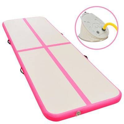 vidaXL Inflatable Gymnastics Mat with Pump 600x100x10 cm PVC Pink - Sprung Gym Flooring Pvc Railing, Gymnastics Mat, Tumble Mats, Air Track, Gymnastics Mats, Rogue Fitness, Gym Mats, Pvc Fabric, Sport Gymnastics