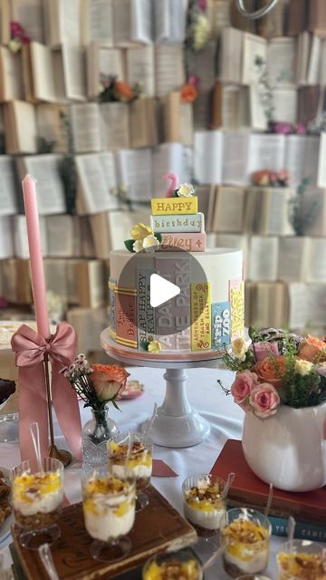 Birdie + Co on Instagram: "We’re not kidding when we say this project took HOURS! We are ALWAYS willing to put in the work to make sure your vision comes to life! Cannot wait to show more of this adorable book themed party. “Elley’s Second Chapter” was one for the books…. See what I did there? 😋📖📚

#secondbirthday #booktheme #partythemeideas #diy #bookwall #custombackdrop #partybackdrop #birthdaycake #customparty #luxuryevents #birthdayparty #partyplanner #partyrentals" Book Birthday Party Theme, Book Themed Party Decorations, Rs Activities, Book Themed Party, Put In The Work, Wedding Wall, Book Wall, Book Party, Kids Party Decorations