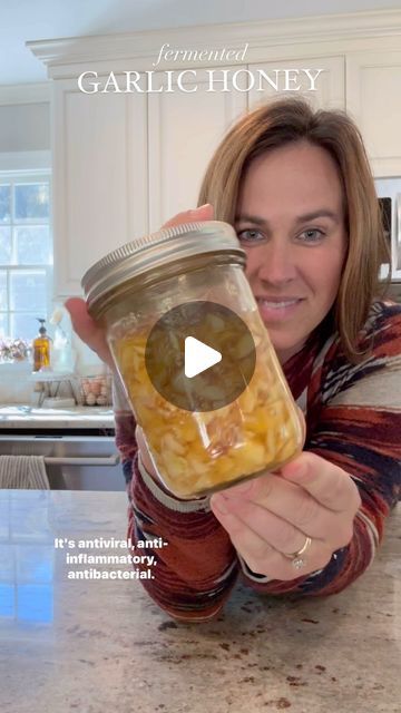 Laura | Homesteading & Wellness on Instagram: "This is truly the very first thing I grab for whenever my family feels a sickness coming on.

✨SAVE✨ this reel & try out this natural remedy for cold & flu season 

🍯Fermented Garlic Honey 
Organic garlic cloves 
Local raw honey (or enough to cover the garlic)

Bonus “Flu Bomb” Add-in’s:
• chopped ginger
• fresh lemon juice 
• turmeric

Rough chop your garlic, or you can leave it whole. Place in a mason jar & cover with honey, leaving about an inch at the top.

Give your jar a gentle shake daily, or whenever you remember & store in a cool/dark cabinet for a minimum of 6 weeks. The longer, the better! 
*See how dark the honey gets after a long ferment with the garlic!!! 

Burp (remove the cap for a moment to release pressure then put back on) Garlic For Colds, Fermented Garlic Honey, Remedy For Cold, Fermented Garlic, Ginger Honey Lemon, Garlic Honey, Natural Cold Remedies, Honey Garlic, Natural Remedy