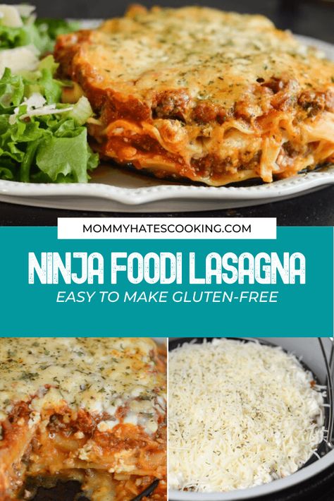 Pressure Cooker Lasagna, Ninja Cooking System, Ninja Cooking System Recipes, Gluten Free Instant Pot, Pressure Cooking Recipes, Baked Lasagna, Best Beef Recipes, Pot Recipes Healthy, Ninja Recipes