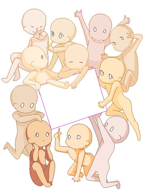 [Before] Group Base, Base Anime, Draw The Squad, Drawing Prompt, Anime Base, Art Manga, Chibi Drawings, Poses References, Art Base