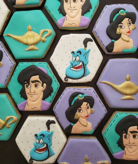 Aladdin Cookies, Jasmine Cookies, Cookies 2023, Aladdin Birthday Party, Special Cookies, Genie Aladdin, Disney Cookies, Cookies Theme, Birthday Party Desserts