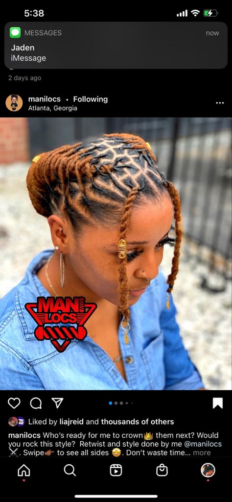 Styles For Starter Locs For Women, Dreadlock Short Hairstyles Black Women, Loc Styles Two Braids, Loc Up Styles, Extremely Short Loc Styles, Low Loc Styles For Women, Styles With Dreads For Women, Simple Dreadlocks Styles Black Women, Loc Hairstyles For The Beach