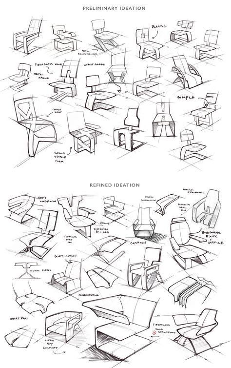 Interior Design Sketchbook, Chair Drawing, Furniture Sketch, Furniture Design Sketches, Perspective Drawing Architecture, Interior Architecture Drawing, Interior Design Sketches, Architecture Design Drawing, Industrial Design Sketch