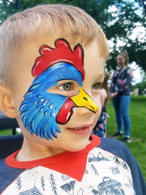 Face Painting Farm Animals Easy, Farm Animals Face Painting, Chicken Face Painting, Farm Face Painting, Rodeo Face Painting Ideas, Face Painting Farm Animals, Western Face Paint, Farm Face Paint, Farm Animal Face Paint