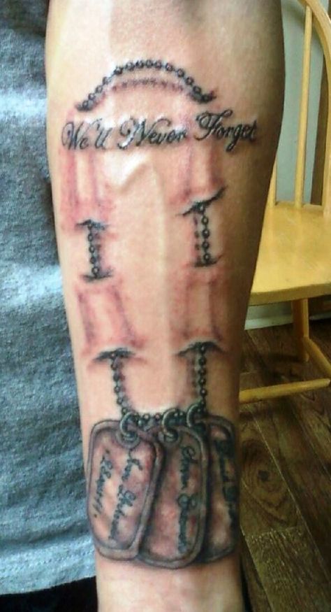 Never forget our fallen - Dog tags tattoo Dog Tag Tattoo For Men, Dog Tags Tattoo For Women, Dog Tag Tattoo, Dog Tags Tattoo, Tag Tattoo, Tattoo Pics, Patriotic Tattoos, Army Tattoos, Rose Tattoos For Men