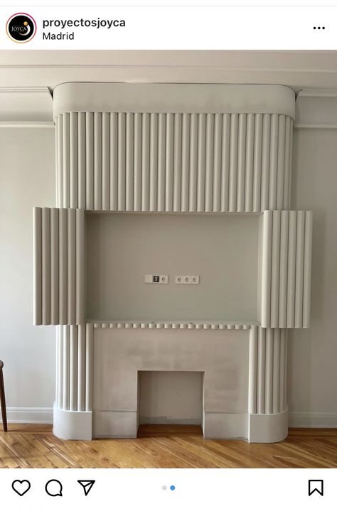 Fluted Fireplace, Contemporary Fireplace Designs, Tv Over Fireplace, House Design Kitchen, Home Fireplace, Minimalist Interior Design, Room Planning, French Interior, Google Lens