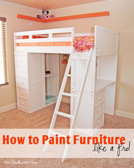 Ready to paint furniture? Check out these tips first and learn how to paint furniture like a pro. These tips are perfect for turning dark furniture white. Paint Bunk Beds, Bunk Bed Makeover, Bunk Bed Fort, Painted Bunk Beds, Bed Fort, Girls Bunk Beds, How To Paint Furniture, Furniture Painting Tips, Cool Bunk Beds