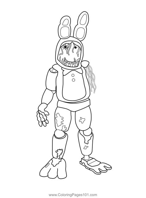 Withered Bonnie FNAF Coloring Pages Fnaf, Withered Bonnie, Fnaf Coloring Pages, Dog Coloring Book, Toy Bonnie, Drawing Templates, Fnaf Drawings, Coloring Pages To Print, Five Nights At Freddy's