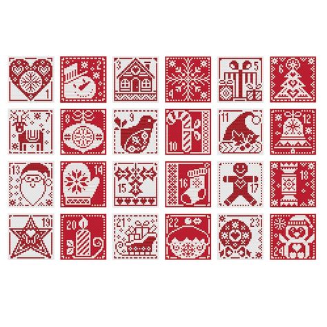 DureneJCrossStitch - Etsy J Cross Stitch, Durene Jones, Advent Calendar Pattern, Red Cross Stitch, Red And White Quilts, Red And White Christmas, Xmas Cross Stitch, Cat Cross Stitch Pattern, Cross Stitch Christmas Ornaments