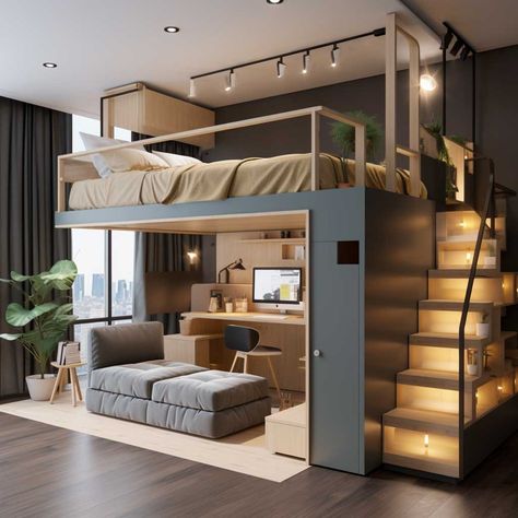 How to Choose the Right Loft Bed for Your Teen's Needs • 333+ Inspiring Lifestyle Ideas Loft Bed Ideas For Small Rooms, Loft Beds For Teens, Unique Bed Design, Loft Beds For Small Rooms, Modern Loft Bed, Small Bedroom Makeover, Bloxburg Basement, Small Bedroom Organization, Beds For Small Rooms