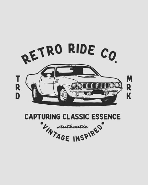 Vintage Retro Muscle Car Illustration by Movink Graphic Studio on Dribbble Race Car Logo Design, Vintage Car Graphic Design, Vintage Tshirt Design Graphics, Retro Illustration Graphics, Vintage T-shirt, Retro Car Illustration, Vintage Car Illustration, Car Graphic Design, Retro Muscle Car