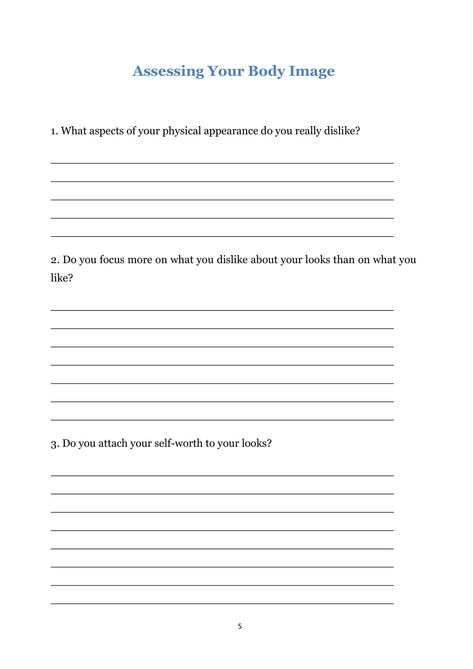 Body Image Worksheets - Payhip Compassion Focused Therapy Worksheets, The Body Keeps The Score Worksheet, Body Image Worksheet, Healing Worksheets, Body Image Activities, Wellness Worksheets, Emotion Journal, Counselling Worksheets, Therapeutic Exercises