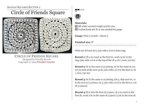 Circle of Friends Square - Priscilla Crochet Afghan Squares, Friends Crochet, Crochet Flower Squares, Afghan Squares, Crochet Beach Dress, Circle Of Friends, Crochet Blocks, Crochet Circles, Web Tools