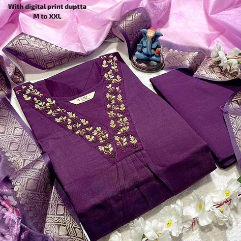 👉CODE:DD270802 👉Please DM for colour options and cost. 👉fabric cotton silk 👉 kurti with khatli work 👉 with sleeve 3/4 👉 with inner cotton 👉 with pant cotton silk 👉 with dupatta Dijital print 👉 kurti length 44 👉 pant length 37 👉 size M L XL XXL 3 XL 👉 Free shipping 👉 300 percent super quality Khatli Work, Silk Kurti, Simple Kurti Designs, Embroidery Neck Designs, Printed Kurti, Stylish Dress Book, Pant Length, Kurti Designs, Cotton Silk