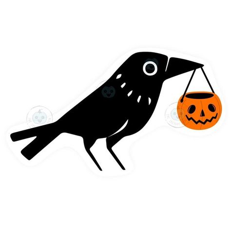 The Sketchy Pumpkin Shop ☾ on Instagram: "Crow w/ Halloween Bucket Decal 🎃🖤 #sticker #waterproof #crow #halloween #candybucket" Crow Halloween, Crows Drawing, Halloween Raven, Crow Painting, Pumpkin Bucket, Animal Illustration Art, Crow Art, Raven Art, Crows Ravens