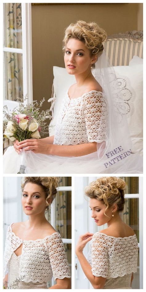 Crochet Bridal Topper Shrug Free Crochet Patterns Crochet Shrugs And Boleros, Bridal Crochet Patterns, Knit Bolero Pattern Free, Crochet Bolero Free Pattern For Women, Bolero Crochet Pattern Free, Crochet Bolero Pattern Free, Crochet Bridal Shawl, Crochet Wedding Shawl, Crocheted Bolero