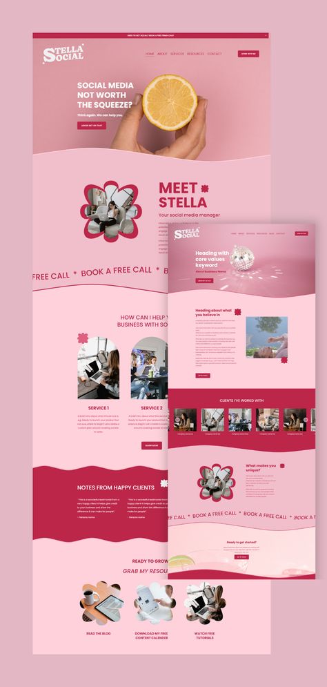 Stella Social - Squarespace 7.1 Website Template Blog Inspo Website, Call To Action Design, Beauty Website Design, Web Design Layout, Beautiful Website Design, Web Design Social Media, Website Design Inspiration Layout, Email Marketing Design Inspiration, Social Media Website