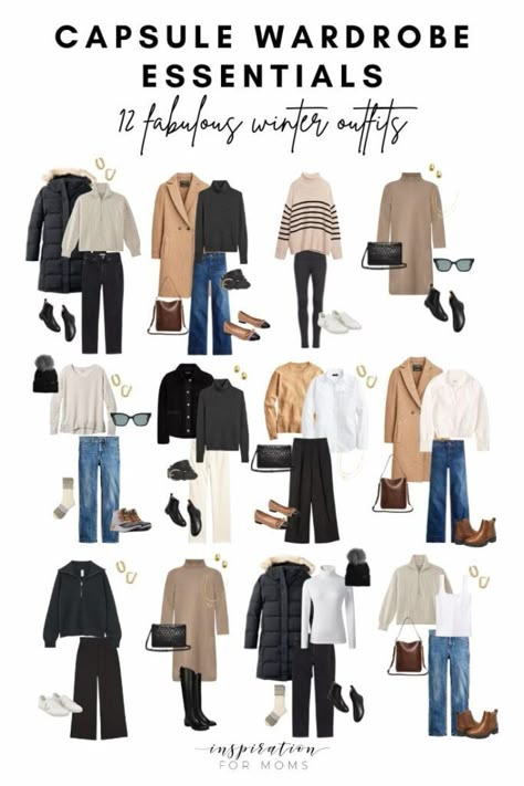 Winter Travel Wardrobe, Create Capsule Wardrobe, Mode Ab 50, Capsule Wardrobe Women, Capsule Wardrobe Casual, Winter Travel Outfit, Winter Wardrobe Essentials, Capsule Wardrobe Essentials, Simple Home Decor