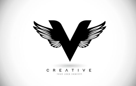 V Letter Logo with Wings. Creative Wing Letter V Logo icon Design Vector V Logo Design Ideas, Chinese Logo Design, V Logo Design, V Design, Iphone Wallpaper For Guys, V Logo, Logo Design Ideas, Simple Designs To Draw, Drawing Letters