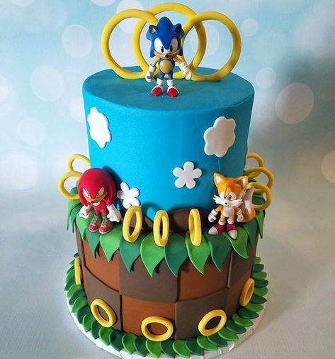 Sonic the Hedgehog Birthday Cake Sonic Cakepops Ideas, Easy Sonic Birthday Cake, Sonic Theme Birthday Cake, Cake Sonic Ideas, Sonic The Hedgehog Cake Ideas, Sonic Themed Cake, Sonic The Hedgehog Birthday Cake Ideas, Sonic Cakes Ideas, Boys 7th Birthday Cake