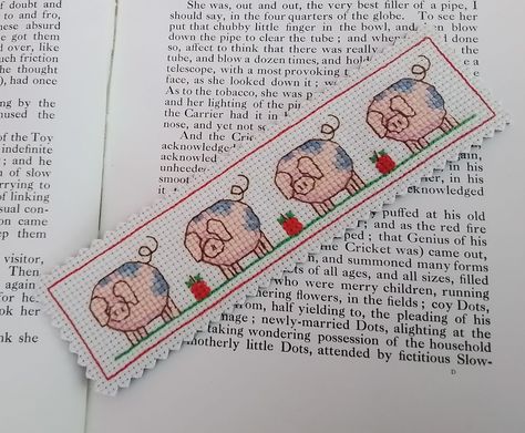 Pigs in a Row, Pig Bookmark, Pig Gifts, Farm Animals, Animal Bookmark, Animal Gift, Cross Stitch Bookmark, Pig Lover Gifts by HandmadebyDebraGifts on Etsy Pig Bookmark, Cross Stitch Bookmark, Stitch Bookmark, Pigs In A Blanket, Cross Stitch Bookmarks, Pig Lovers, Cute Pigs, Little Pigs, Pet Gifts