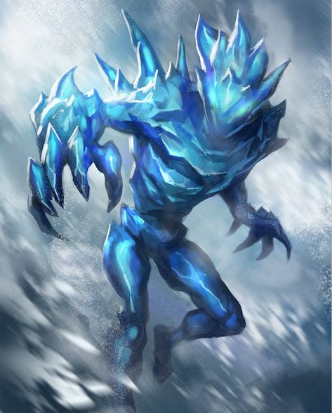 Ice Elemental, Ice Drawing, Ice Monster, Arcane Trickster, Elder Scrolls Art, 7th Dragon, Creature Artwork, Fantasy Beasts, Monster Concept Art