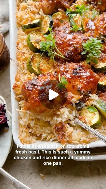 Tieghan Gerard on Instagram: "One Pan Chipotle Honey Chicken and Rice. Could not love this recipe more, it’s been a staple this year - chipotle parmesan chicken tossed together with rice, baked and finished in my spicy honey sauce. All done in 1 pan. Dont skimp on the sauce!

6 chicken thighs or breasts (skin on or off)
1/4 cup extra virgin olive oil
1/4 cup grated parmesan cheese
1-2 tablespoons chopped chipotle in adobo
1 teaspoon smoked paprika
1 teaspoon onion powder
4 cloves garlic, chopped
2 teaspoons lemon zest
1 3/4 cups dry basmati rice
2 tablespoons salted butter
2 cups sliced/chopped zucchini
HOT HONEY
1/2 cup honey
2-3 tablespoons hot sauce
1-3 teaspoons cayenne pepper
3/4 teaspoon chipotle chili powder
1/2 teaspon onion powder
sea salt

https://www.halfbakedharvest.com/chipotl Honey Chicken And Rice, Spicy Honey Sauce, Chipotle Honey Chicken, Chopped Zucchini, Chipotle In Adobo, Tieghan Gerard, Chipotle Chili Powder, Chipotle Chili, Rice Dinner