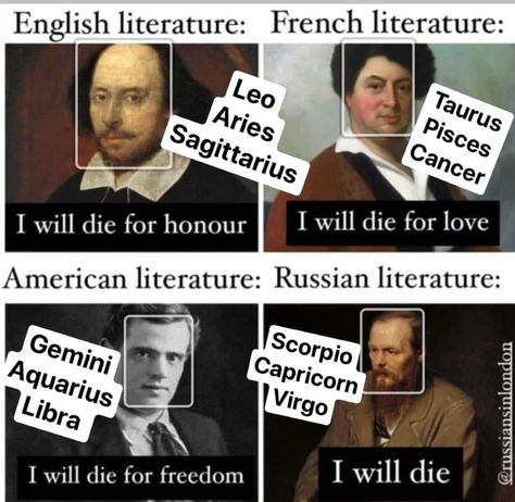 Russian Literature Aesthetic, Russian Literature Funny, Readers Aesthetic, Russian Authors, English Literature Students Memes, Literature Memes Humor, Literary Memes Funny, Pisces And Taurus, Russian Literature