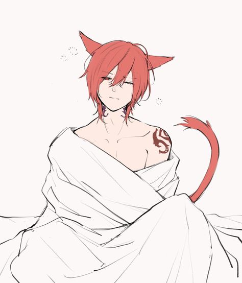 G'raha Tia Ffxiv, Ffxiv Art, Ffxiv Fanart, Ffxiv Character, Strawberry Mochi, Crystal Cat, Final Fantasy Artwork, Final Fantasy Art, Red Cat