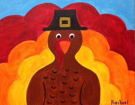 Thanksgiving Painting Ideas, Turkey Paintings, Thanksgiving Painting, Pumpkin Canvas Painting, Turkey Drawing, Painting Ideas For Kids, Turkey Painting, Fall Canvas Painting, Thanksgiving Pictures