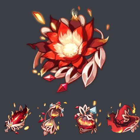 Crimson Witch Of Flames Genshin, Genshin Impact Artifacts Set, Genshin Npc Fanart, Genshin Artifact Sets, Crimson Witch Of Flames, Genshin Artifact, Artifacts Genshin, Anime Flower, Adventure Time Wallpaper