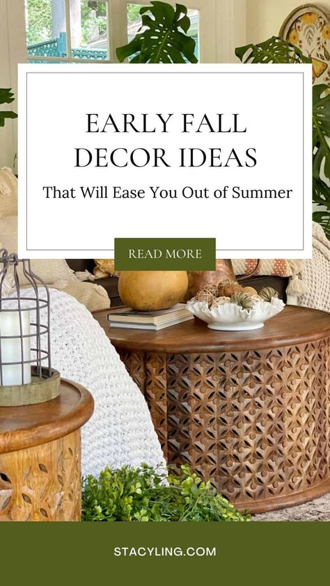 Embrace autumn's arrival with these early fall decor ideas. Gently transition your home from summer vibes to cozy fall feels. Early Fall Decor Late Summer, Colonial Fall Decor, Early Fall Decor, Neutral Pillows, Fall Decor Ideas, Fall Kitchen, Fall Feels, Garden Inspired, Neutral Decor