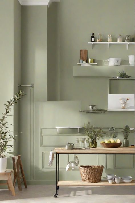 kitchen decor, kitchen renovation, kitchen remodeling, paint color ideas Dark Sage Kitchen, Sage Kitchen Walls, Kitchen Wall Paint Colors, Kitchen Wall Paint, Sage Paint, Best Wall Paint, Light Oak Floors, Paint For Kitchen Walls, Green Paint Colors