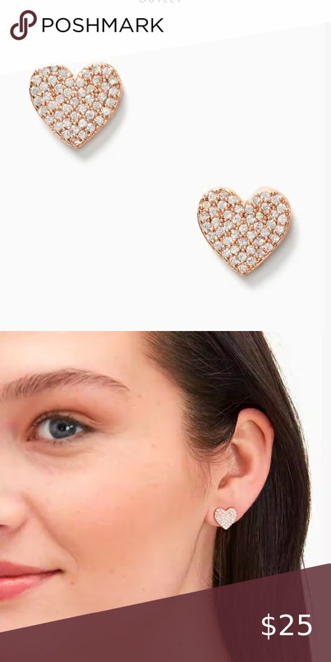 ✨️ NWT Kate Spade Yours Truly Pave Heart Stud Earrings Stud Earrings Gold, Heart Stud Earrings, Spade Jewelry, Kate Spade Jewelry, Heart Studs, Heart Earrings Studs, Yours Truly, Earrings Gold, Kate Spade