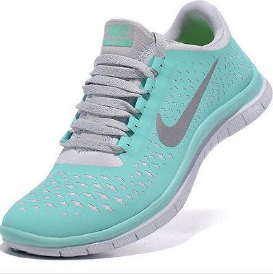 Blue Nike Shoes, Tiffany Blue Nike, Nike Shoes Women Fashion, Tiffany Blue Nikes, White Slip On Sneakers, White Athletic Shoes, Nike Free Run 2, Cheer Shoes, Cute Nike