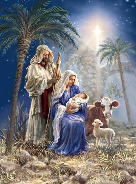 Jesus Born Christmas Wallpaper, Nativity Of Jesus Christ, Embroidery Paintings, Nativity Of Jesus, Handmade Greeting Card Designs, Roi Mage, Christmas Religious, Paintings Pictures, Christmas Wallpaper Backgrounds