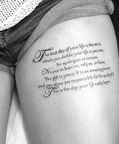 Your life, live it. Tattoo Planets, Upper Thigh Tattoos, Tattoo Lettering Design, Tattoo Thigh, Libra Tattoo, Inspiration Tattoos, Text Tattoo, Neck Tattoos, Hip Tattoo