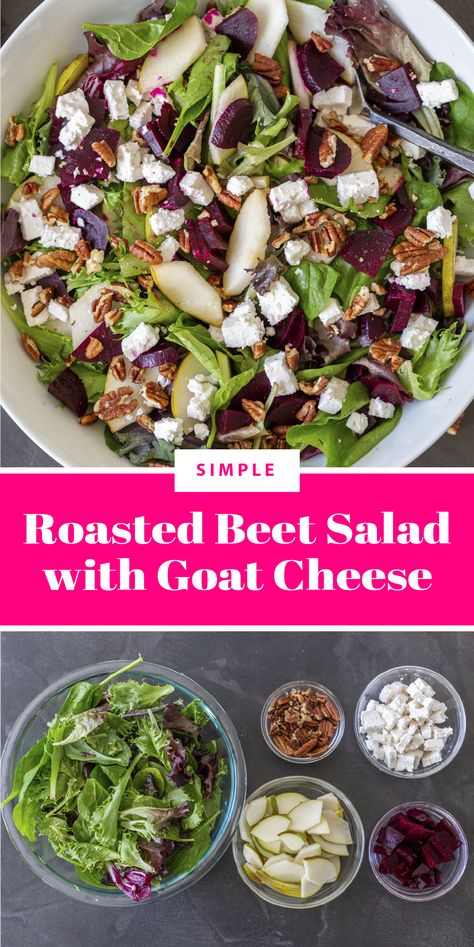 Beet Salad With Goat Cheese, Beet Goat Cheese Salad, Dinner Party Appetizers, Salad With Goat Cheese, Beet And Goat Cheese, Beet Salad Recipes, Roasted Beet Salad, Goat Cheese Recipes, Pecan Salad