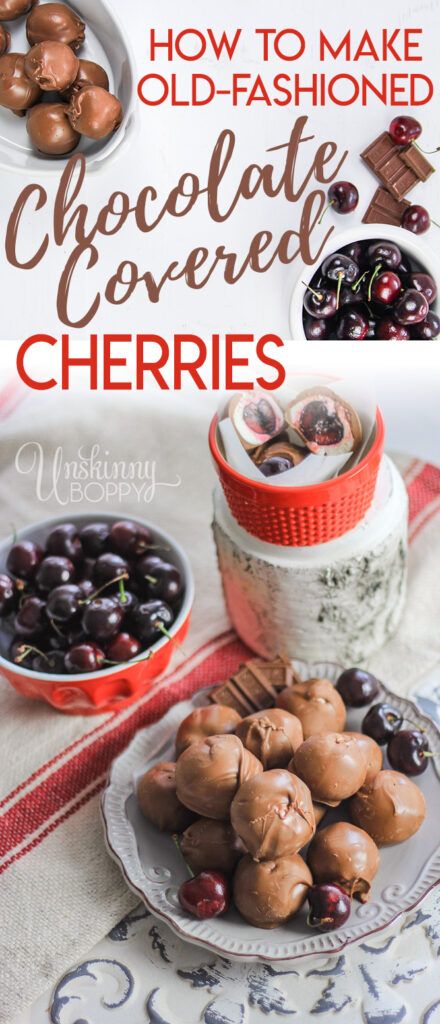 How to make Old-Fashioned Chocolate Covered Cherries | Unskinny Boppy | Bloglovin’ Sugar Dough, Homemade Snickers, Visual Recipes, Chocolate Covered Cherries, Almond Bark, Easy No Bake Desserts, Cheesecake Desserts, Fresh Cherries, Low Carb Recipes Dessert