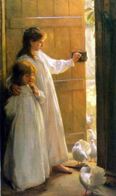 Two Sisters by Percy Harland Fisher 1867-1944 Galleria D'arte, Sisters Art, Paintings I Love, Two Sisters, Art Appreciation, The Birds, Beautiful Paintings, Beautiful Artwork, Classic Art