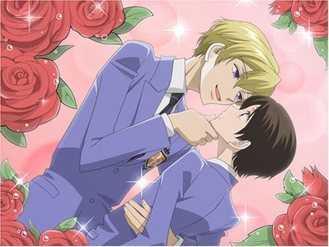 Tamaki and Haruhi. From the Ouran High School Host Club DS game Kiss Kiss Fall In Love, Top Anime Series, Nerdy Valentines, Ouran Highschool Host Club, Host Club Anime, Ouran Highschool, Member Card, Ouran Host Club, Netflix Anime