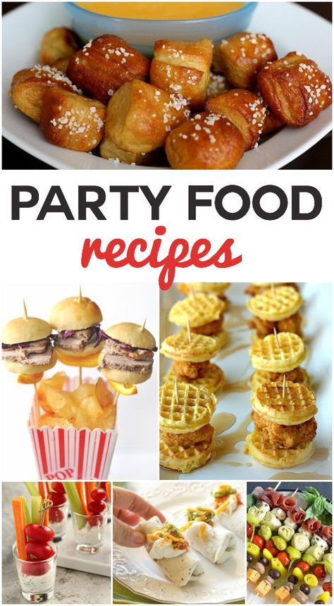 Party Food that is unique and sometimes mini - everyone will love these fun ideas rounded up at reasonstoskipthehousework.com Mini Party Foods, Party Food For Adults, Kids Birthday Party Food, Party Food Recipes, Fingerfood Party, Best Party Food, Sleepover Food, Party Food Platters, Food Party